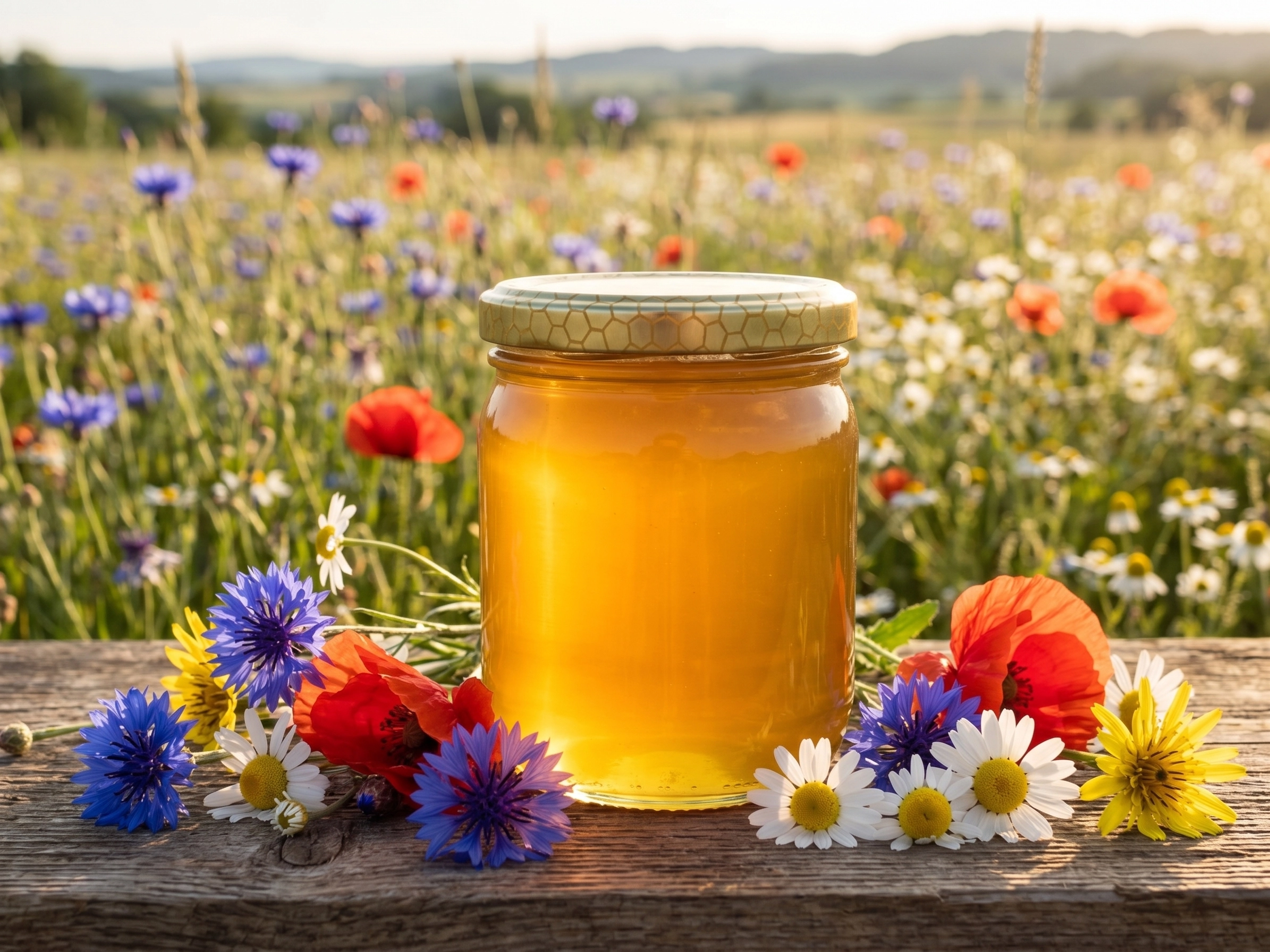 Blütenhonig von Imkerei Herzog — goldgelb im 500g Glas